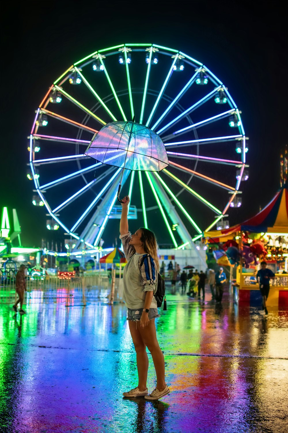 woman in amusement park