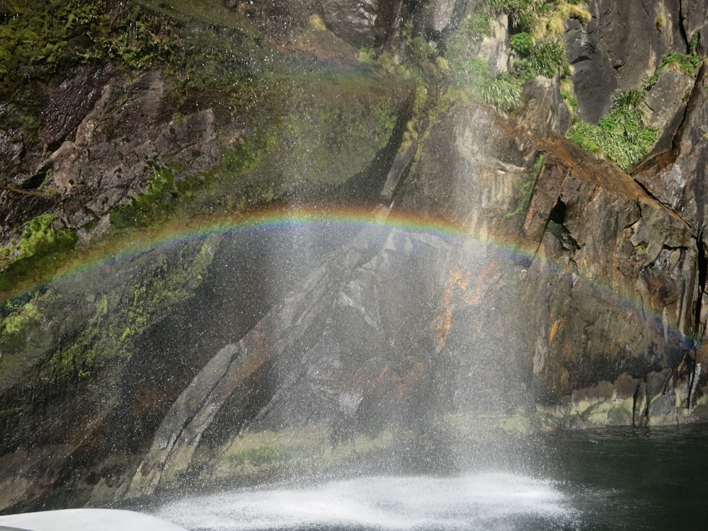 waterfalls with rainbow