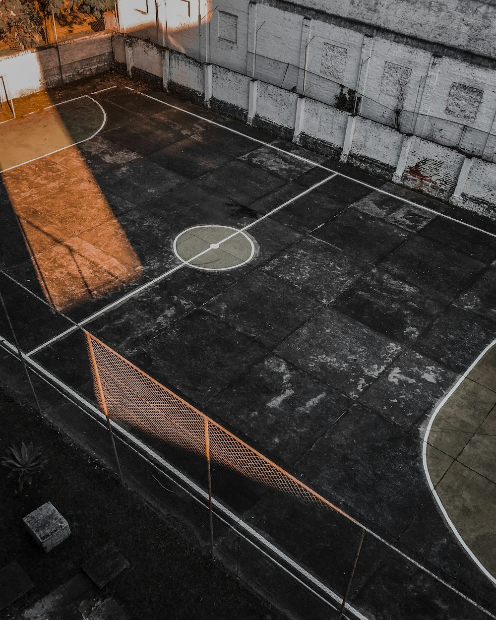 Vue aérienne du terrain de basket-ball