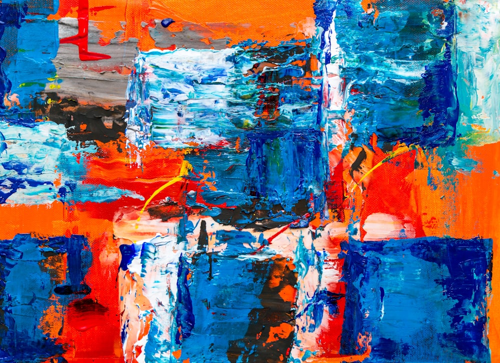 blue and orange abstract painting