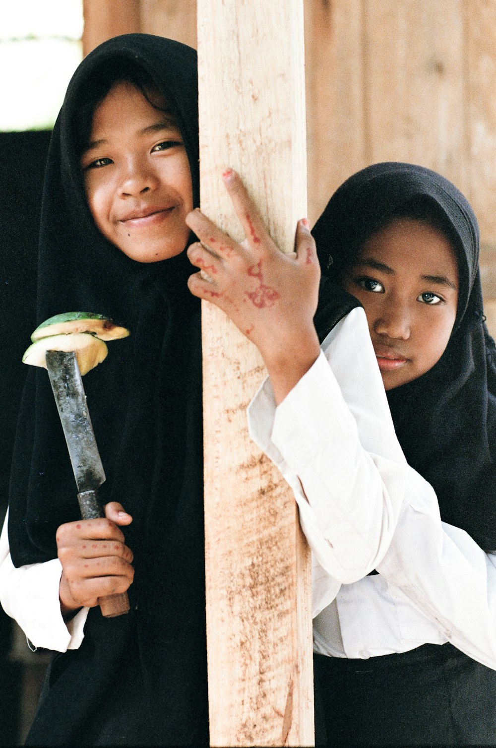 girl holding knife