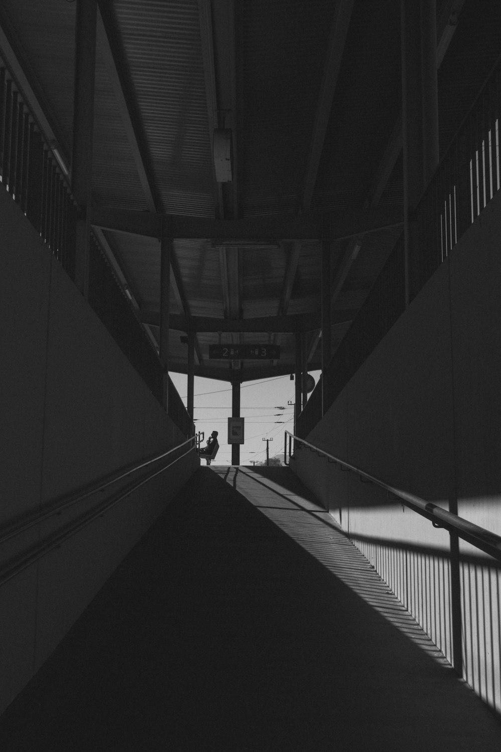grayscale photography of pathway