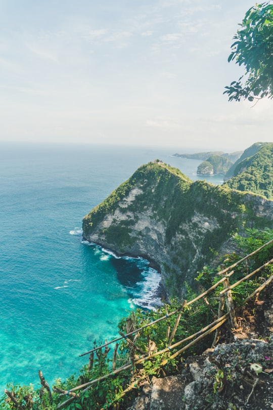 aerial view photography of cliff in Seganing Waterfall Indonesia