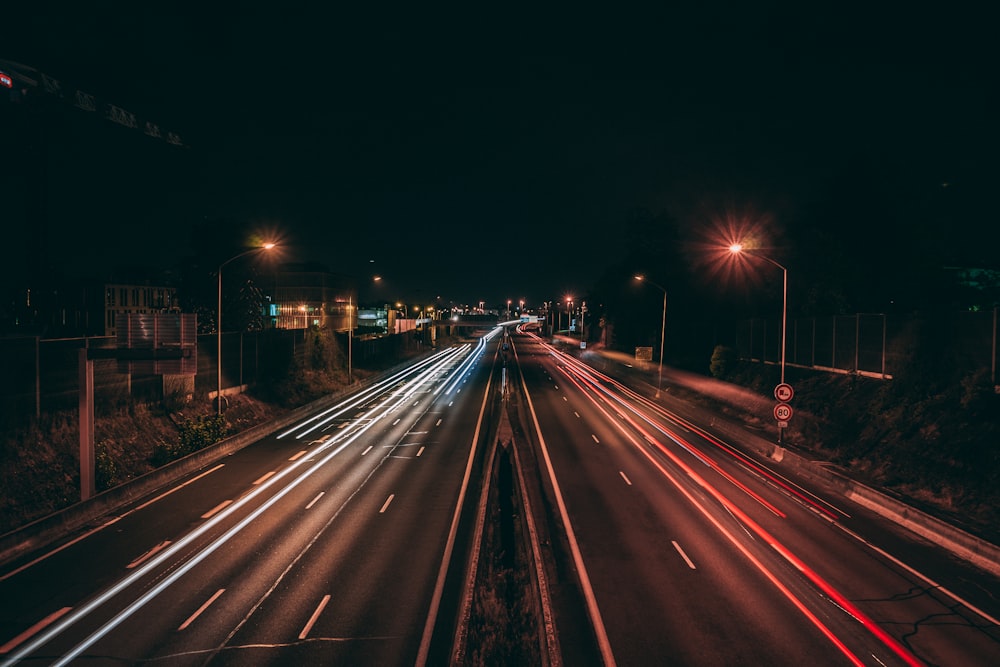 time lapse photography of road