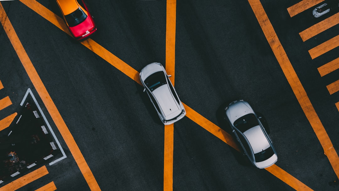 aerial photography of white car