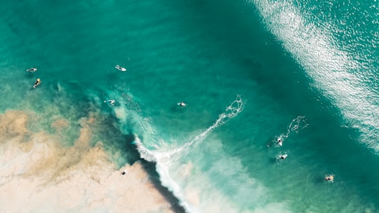 aerial photography of shore in Broken Head Australia