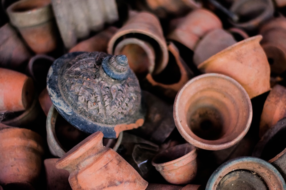 brown clay pot lot