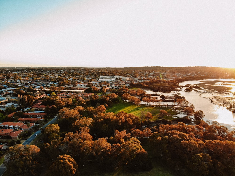 high-angle photography of rural area