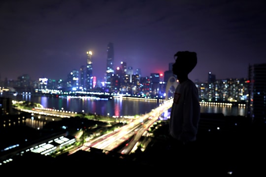 silhouette of person on the building in Guangzhou China