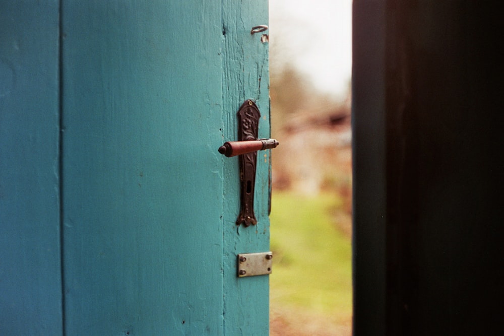 porta in legno blu