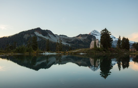 panoramic photography of mountain near lake during daytime in Elfin Lakes Canada