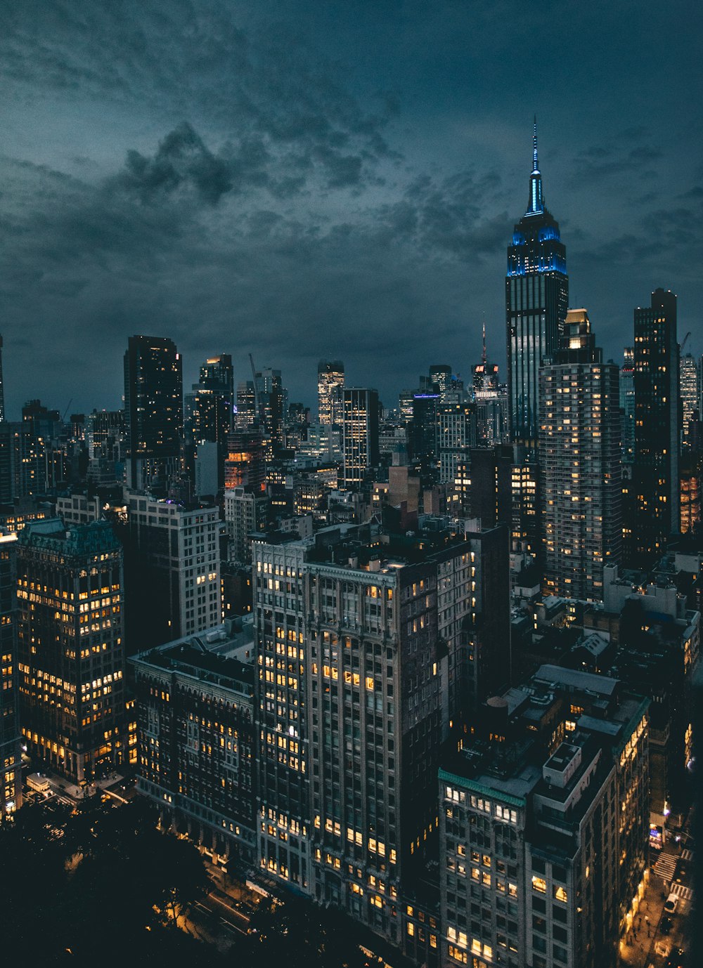 aerial photography of high rise building at nighttime \