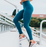 woman running on stairs