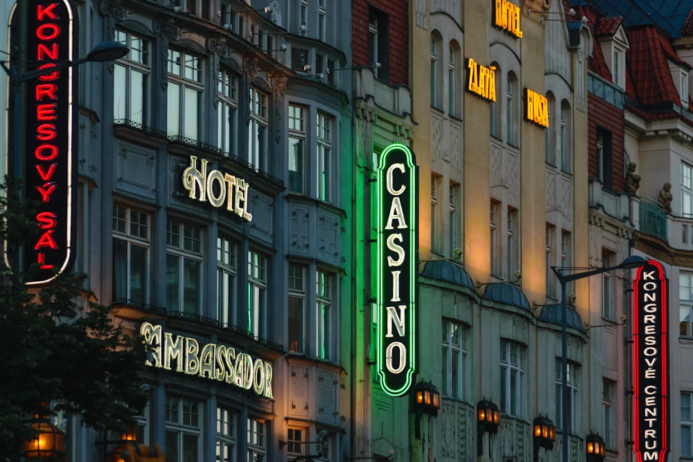 neon lighted casino signage