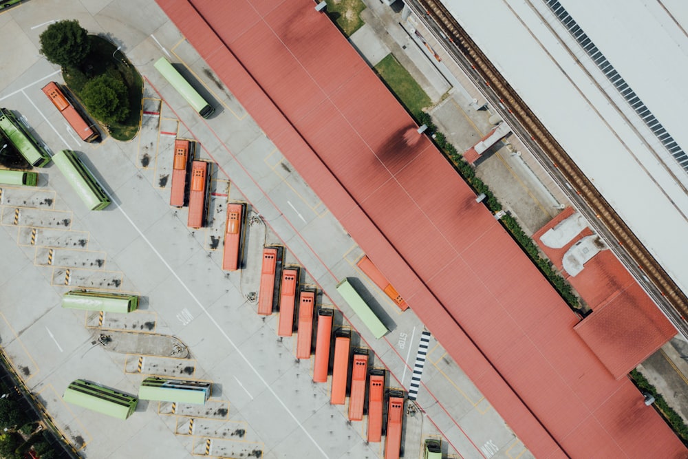 aerial photography of building and bus