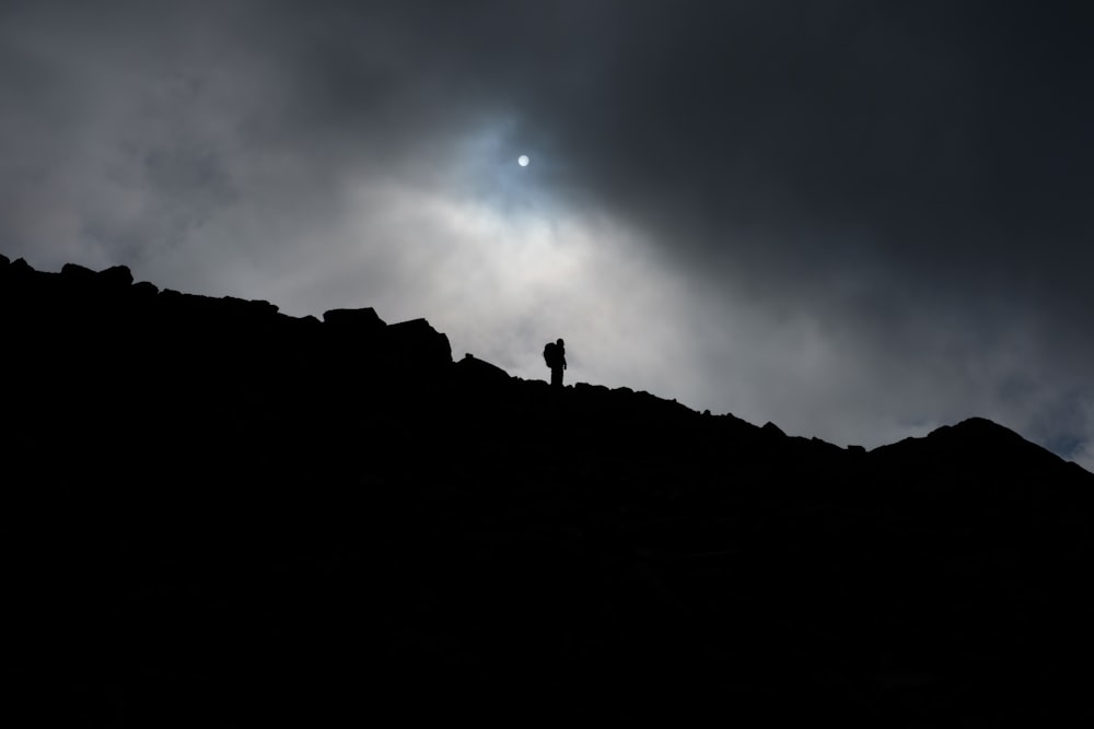 silhouette of man standing on mountain