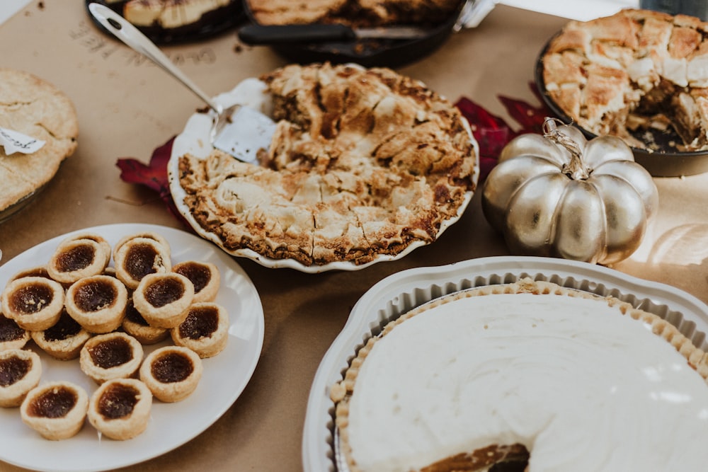 pastries on brown table