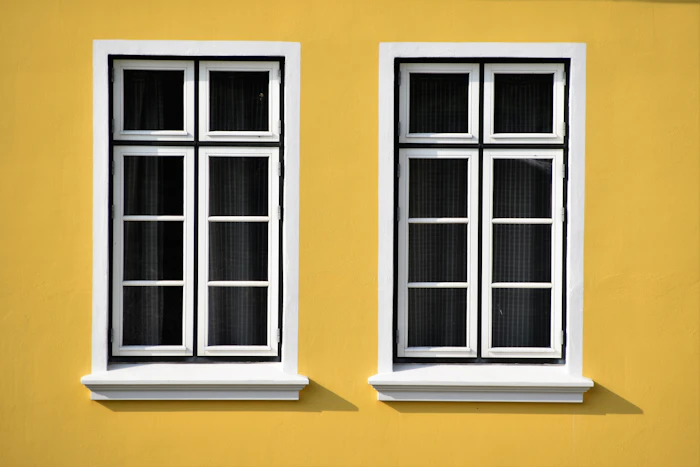 Two white wood framed windows