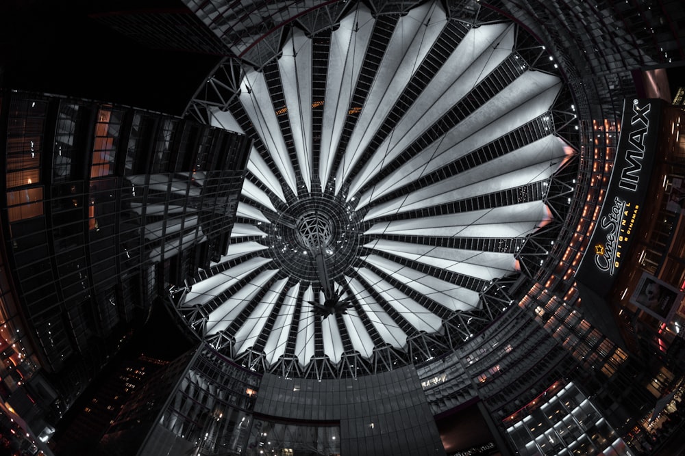 low angle photography of building interior