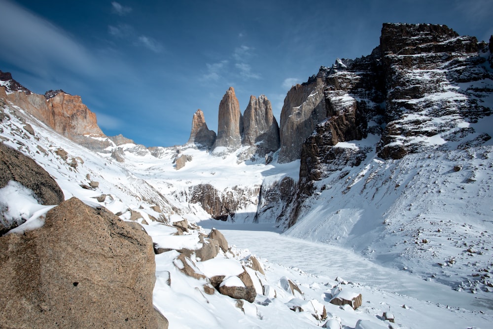 ice-capped mountains at daytime