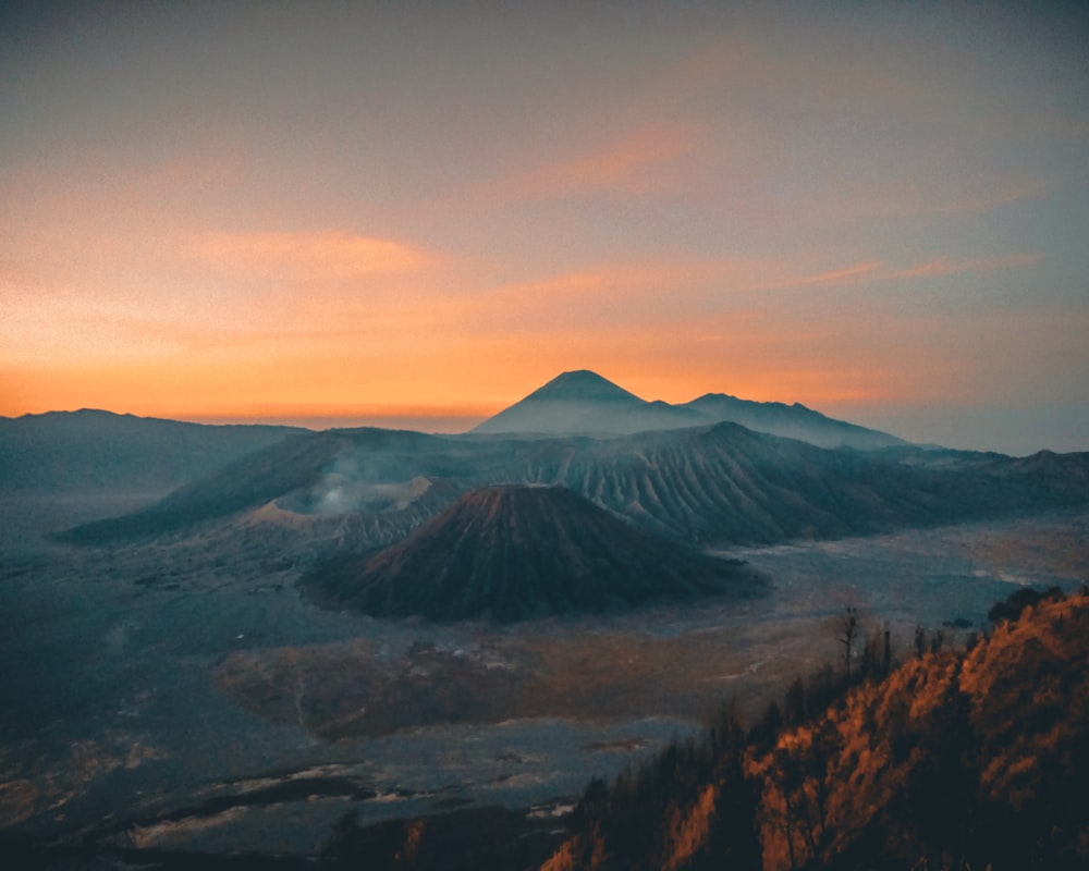 volcano and clouds