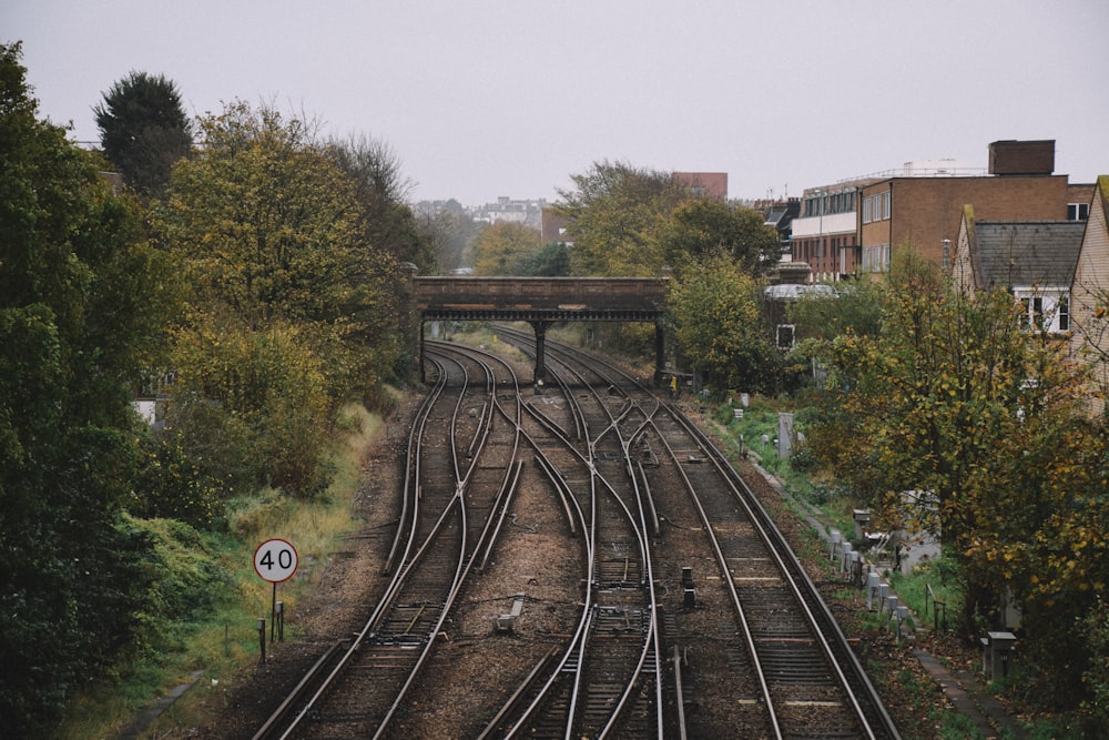 photography of train rail during daytime