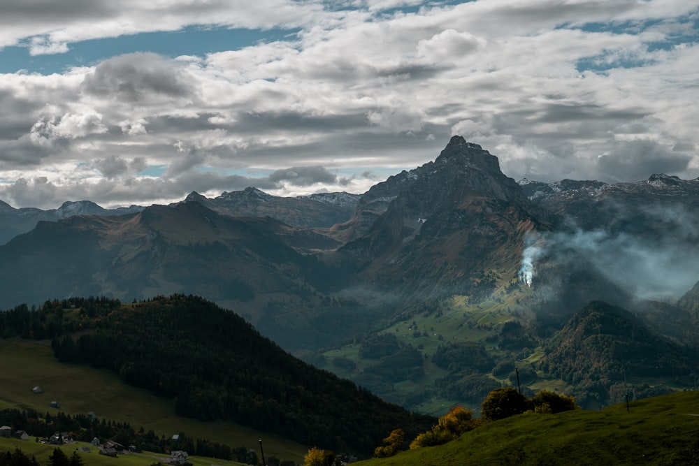 mountain with clouds