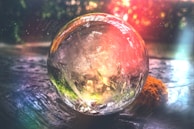 A beautiful crystal ball reflecting light and colors.