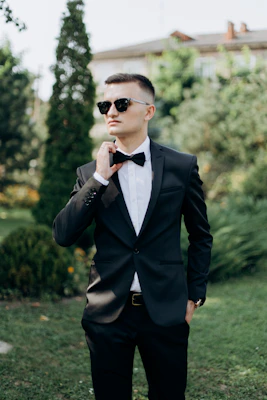Man in classic black tuxedo