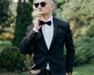 man in black tuxedo