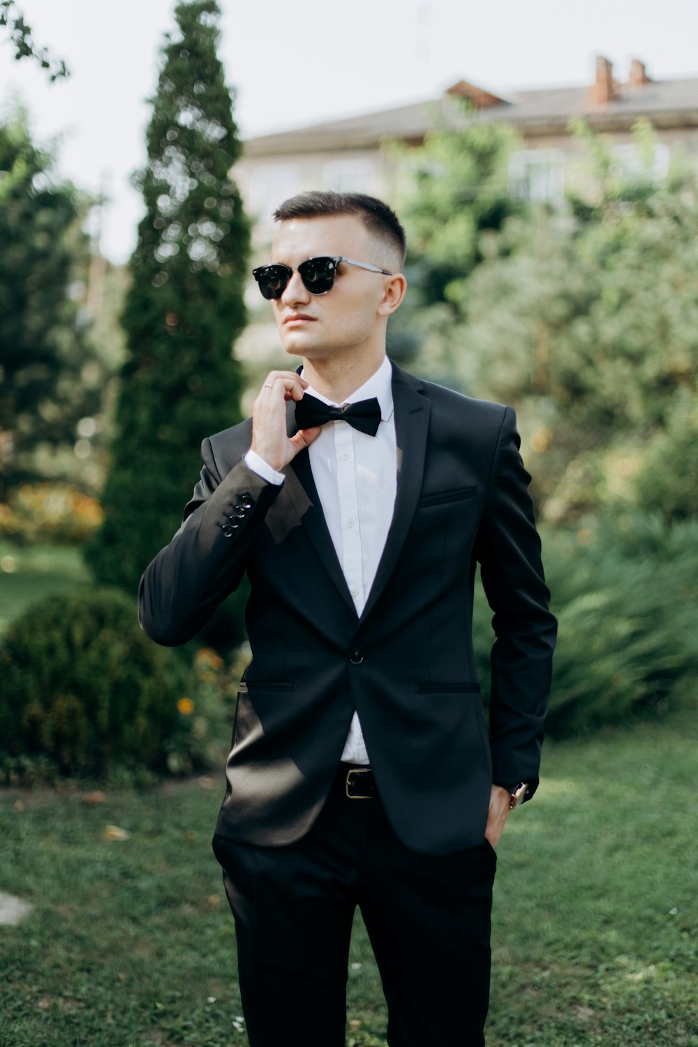 man in black tuxedo