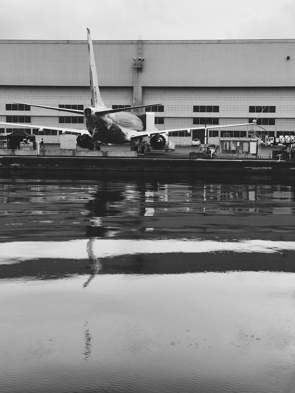grayscale photo of jet plane