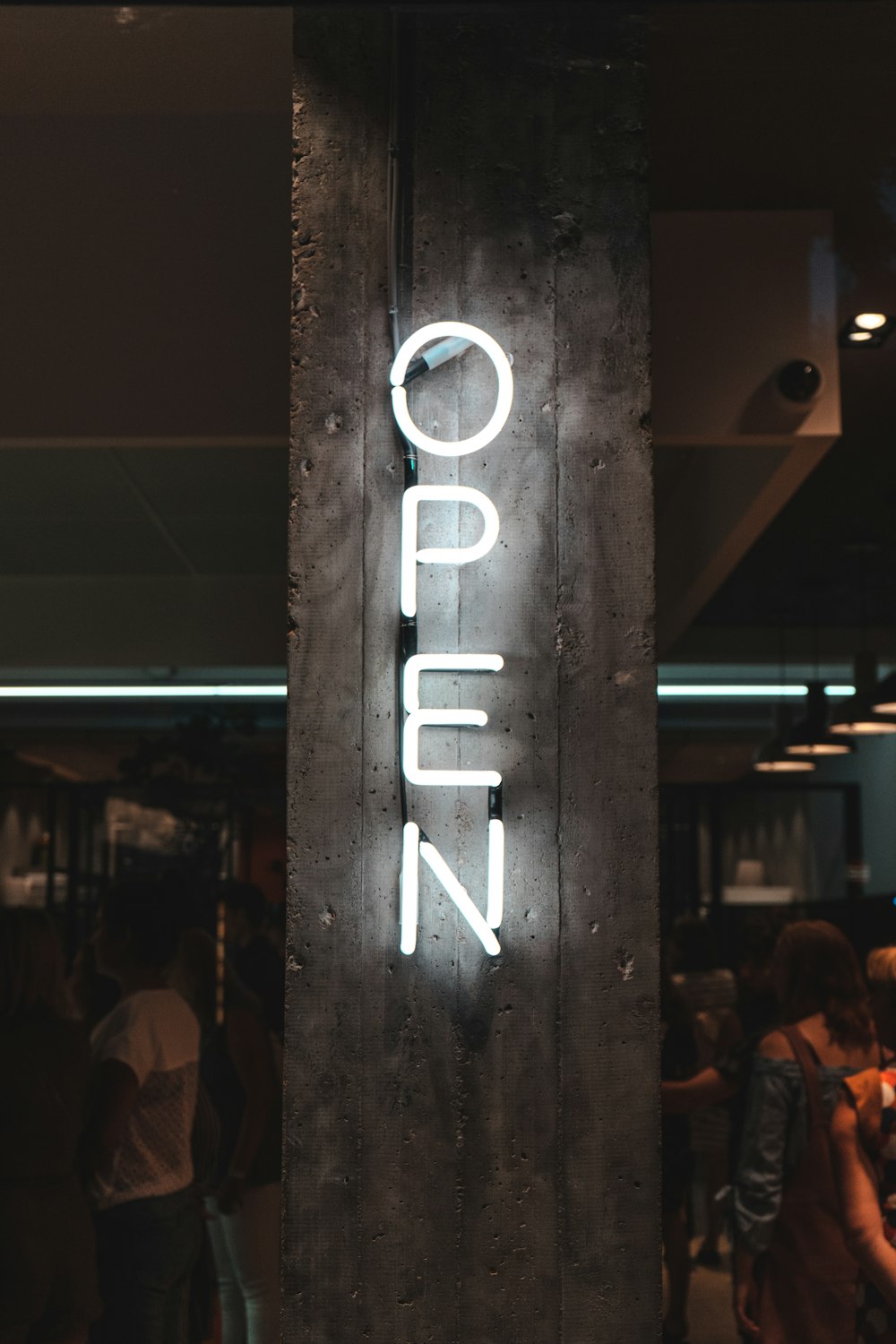 white OPEN LED sign