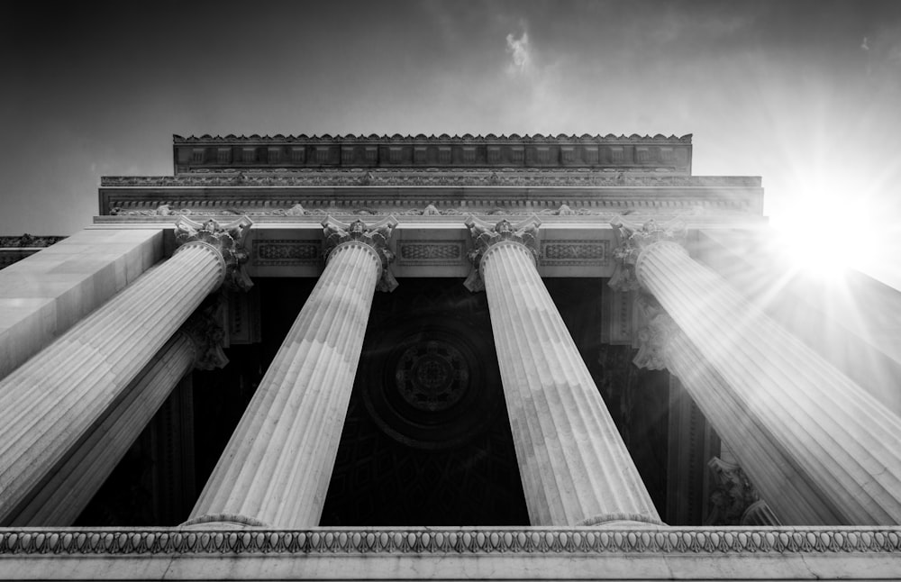 low angle photo of pillars