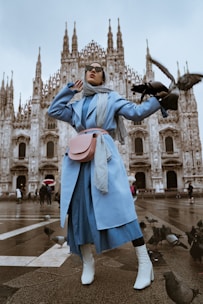 woman near pigeons