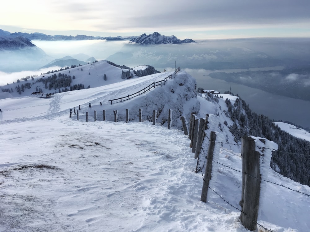 mountain field with snow