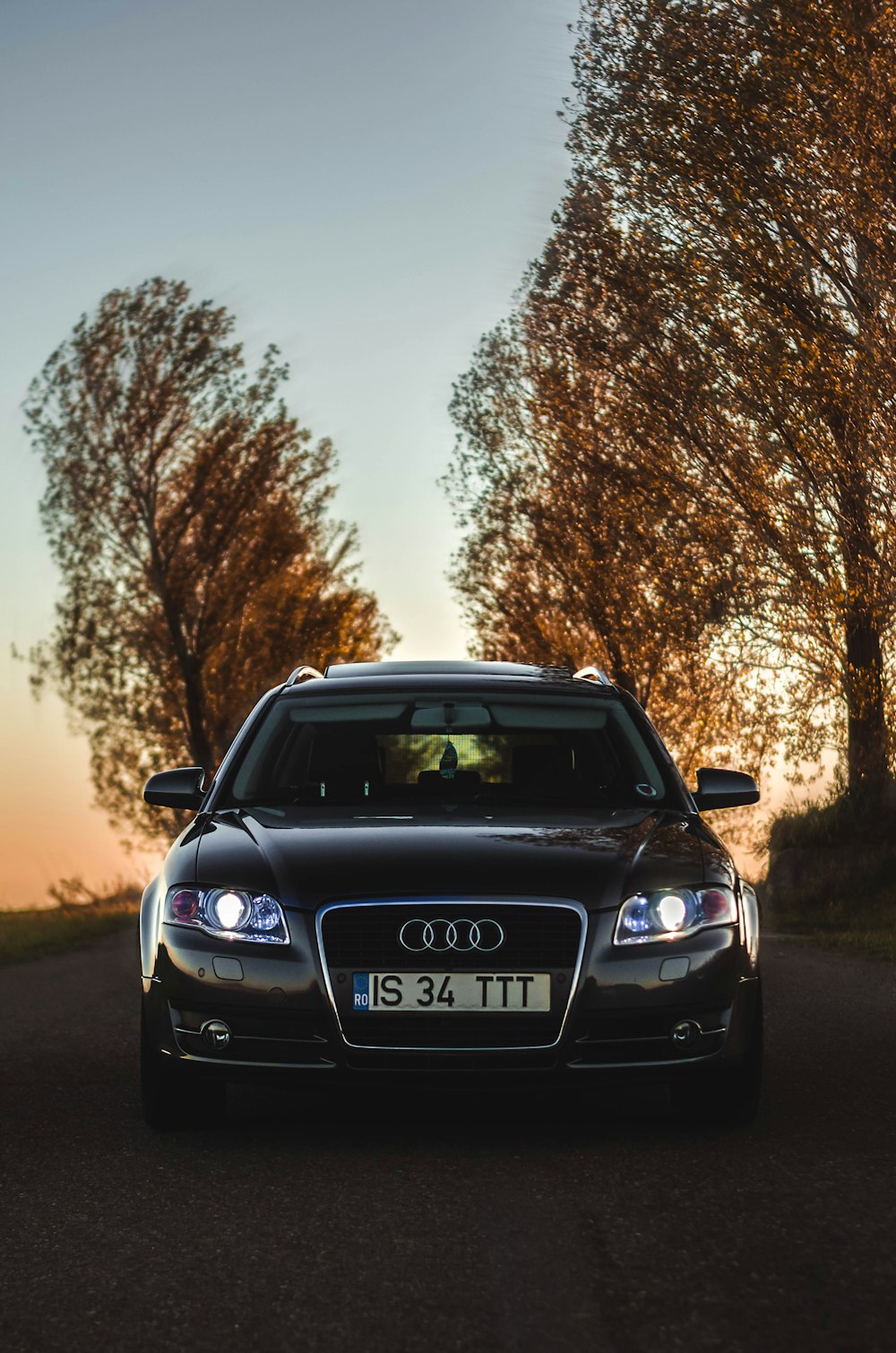 black Audi A4 3.2 Quattro during golden hour