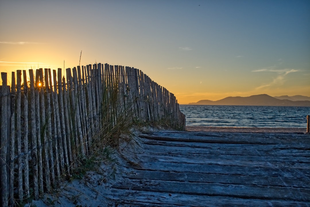 This photo was taken on the way to a beach close to Toulon at sunset. I very much liked the wooden path which lead to the beach and the setting sun shining throught it.