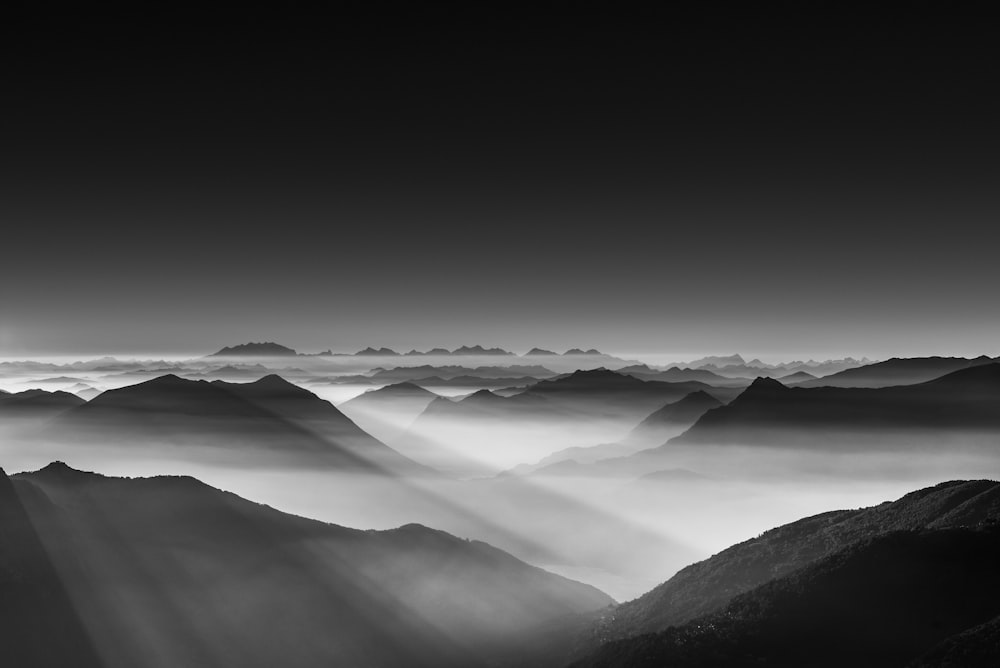 black and gray mountains illustration