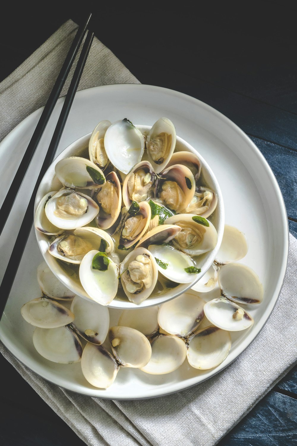 seafood dish in white plate