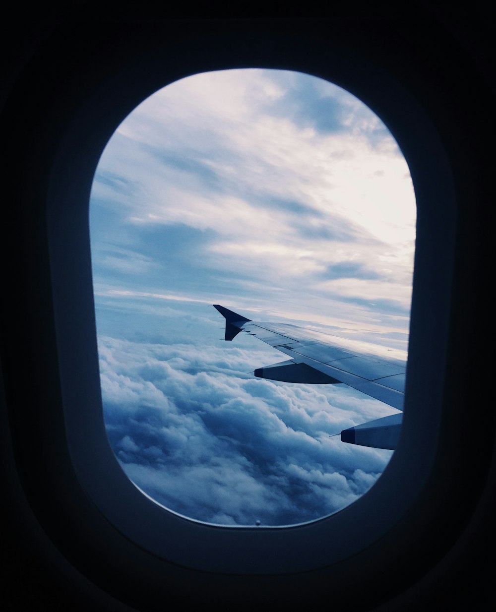 Flugzeugflügel durch das Fenster
