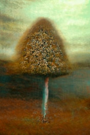 brown and green abstract painting