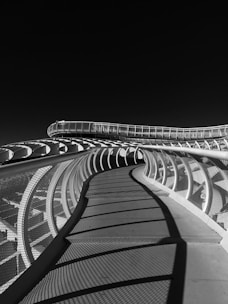 grayscale photo of bridge