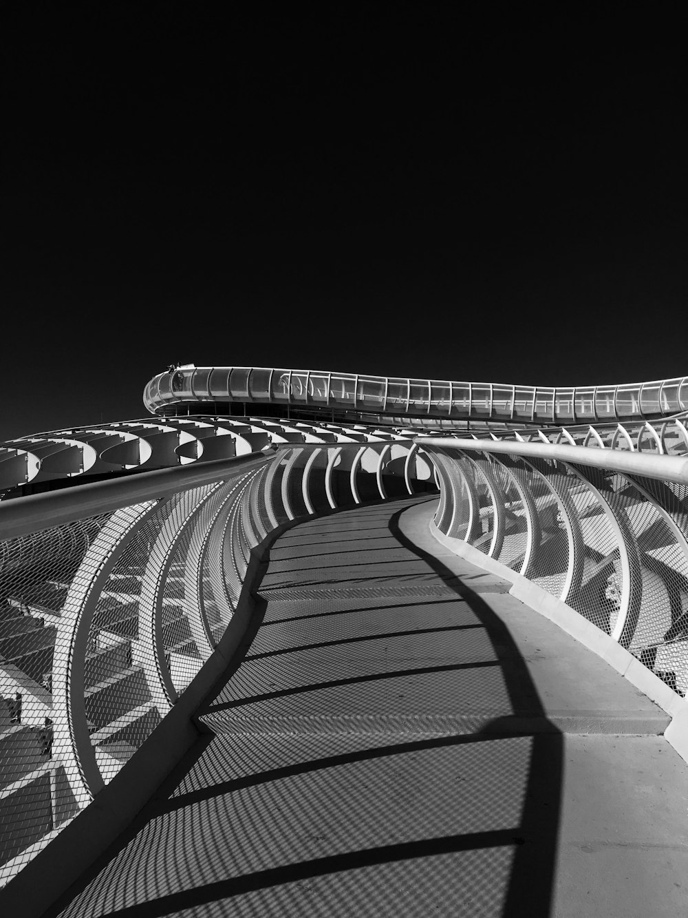 grayscale photo of bridge