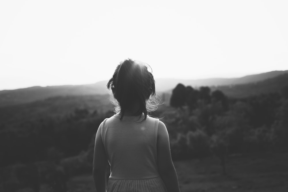 gray scale photo of woman