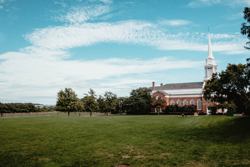 view of church under cirrus clouds