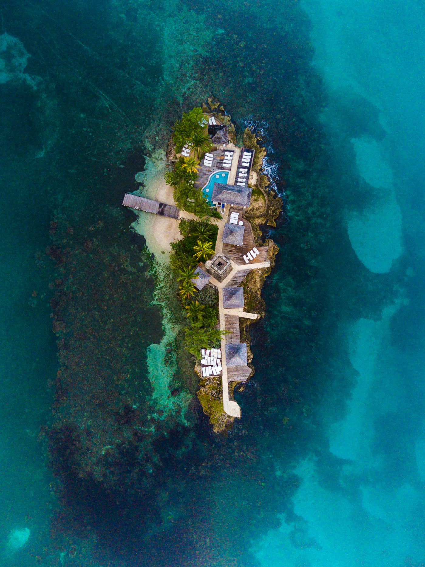 Aerial view of a Jamaican coastline, near the parish where Hurricane Melissa made landfall