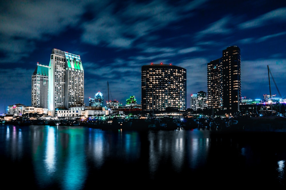 cityscape with lights at nighttime