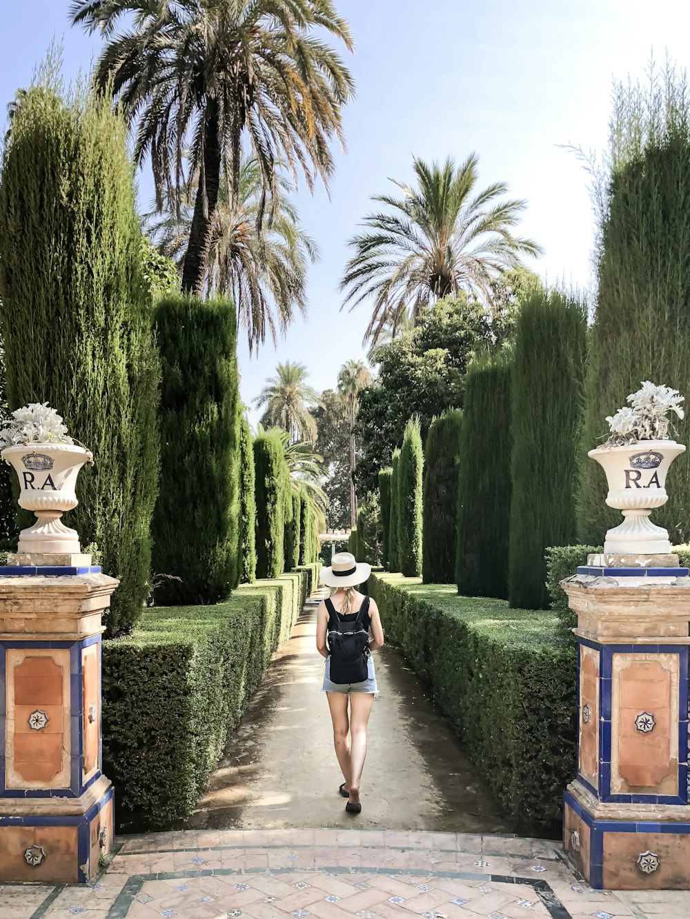 person walking between trees during daytime