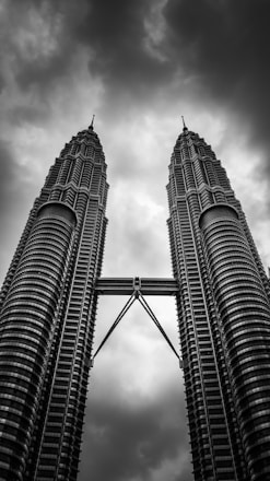 Petronas Twin Tower in high-angle photography